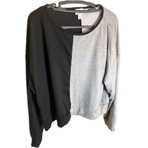 Womens Jenni Intimates Pajama Set Grey and Black Long‎ Sleeve Pants XL Pockets